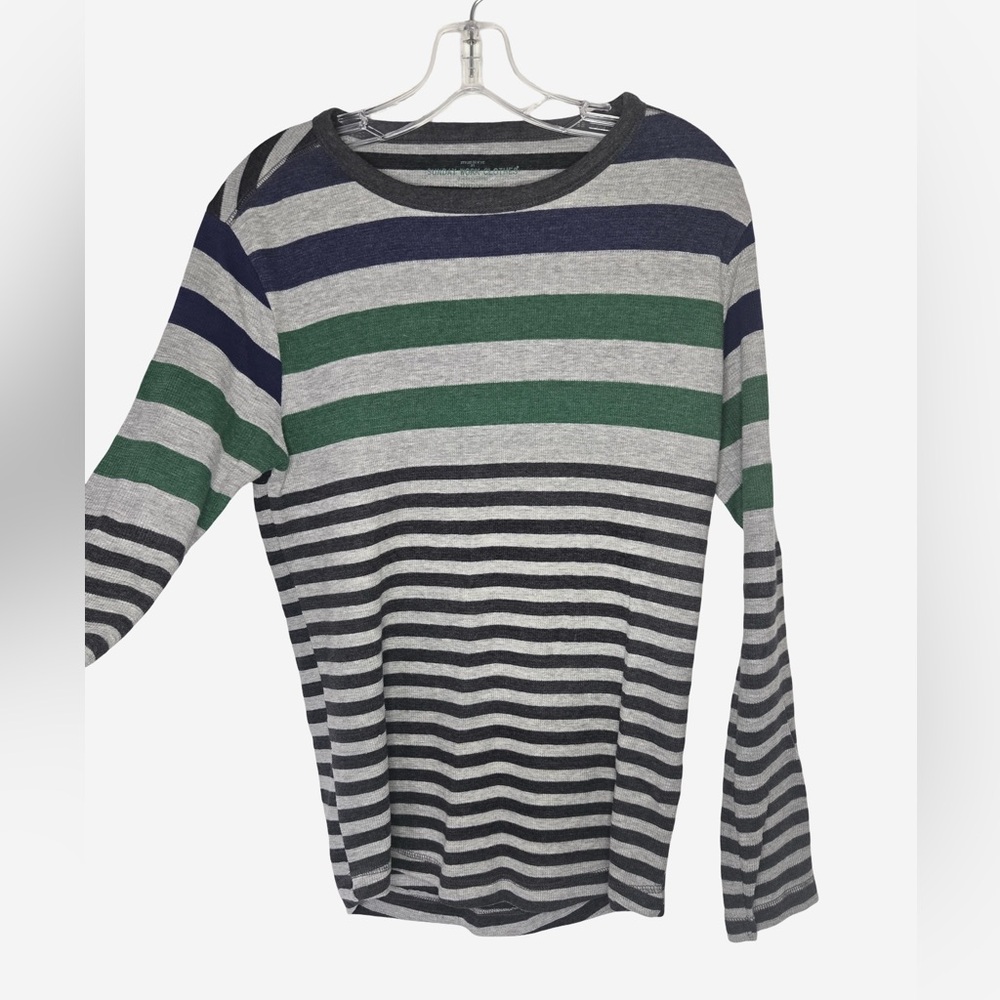 Sunday Work Clothes Striped Long Sleeve Tee | NYC Brand | Colorblock Sleeve | L